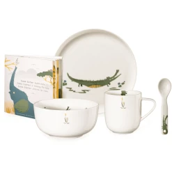 ASA Selection Kindergeschirrset 5-teilig Croco Weiß Glänzend