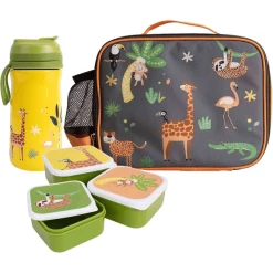 Ladelle Kinder Lunchtaschenset Jungle 5er Set Braun