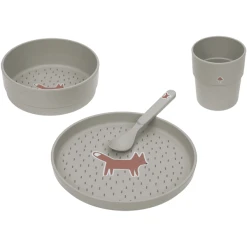 LÄSSIG Lässig Kindergeschirrset Mit 2 Lätzchen Little Forest 6er Set Oliv