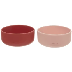 Rebjoorn Kindergeschirr-Set Rutschfeste Silikon Kinderschüssel (2-tlg) Red_pink